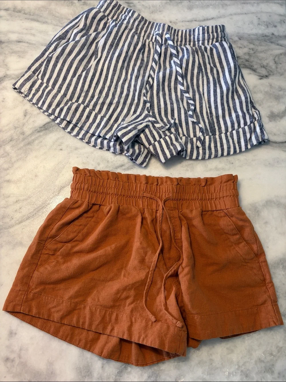 Two pairs of linen shorts size XS